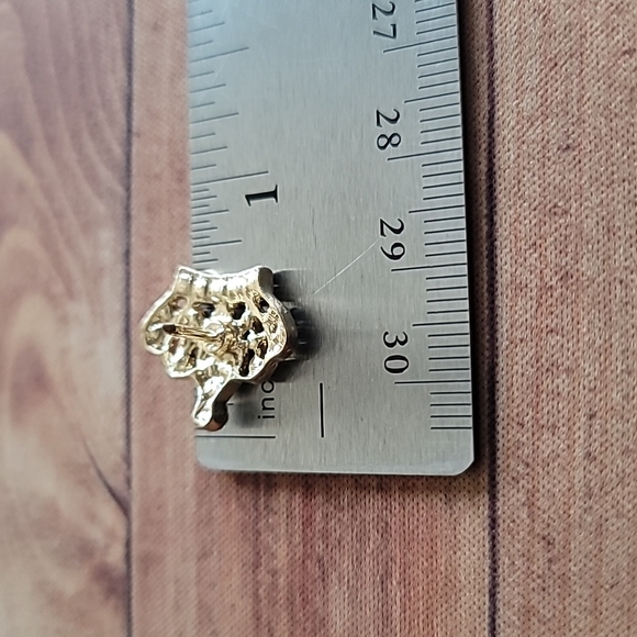 Gold Tone Rhinestone Crown Brooch - Picture 6 of 8